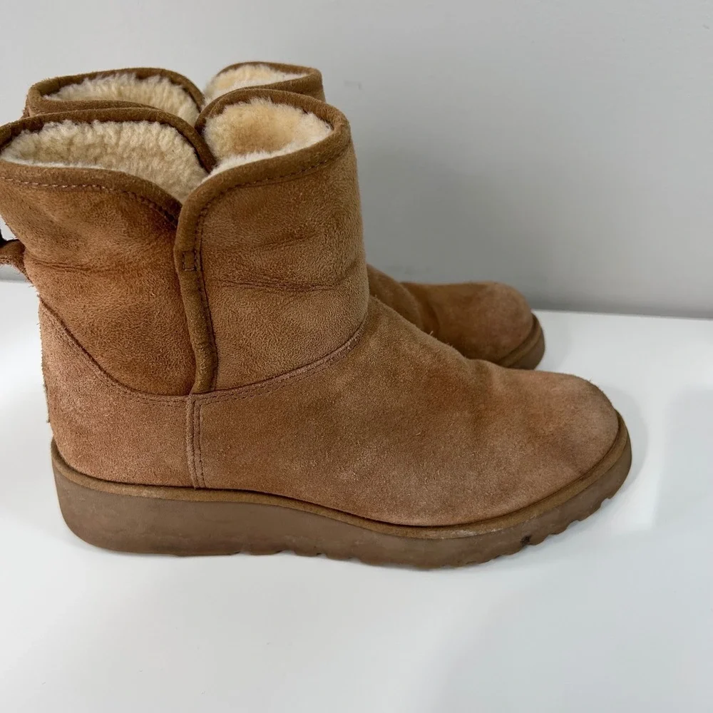 UGG‎ Amie Boots Womens 6 Chestnut Good Suede Shearling Mid Calf 1012497
